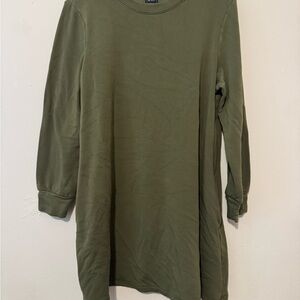 GAP Olive Green Long Sleeve Crewneck Swing Dress Size XL